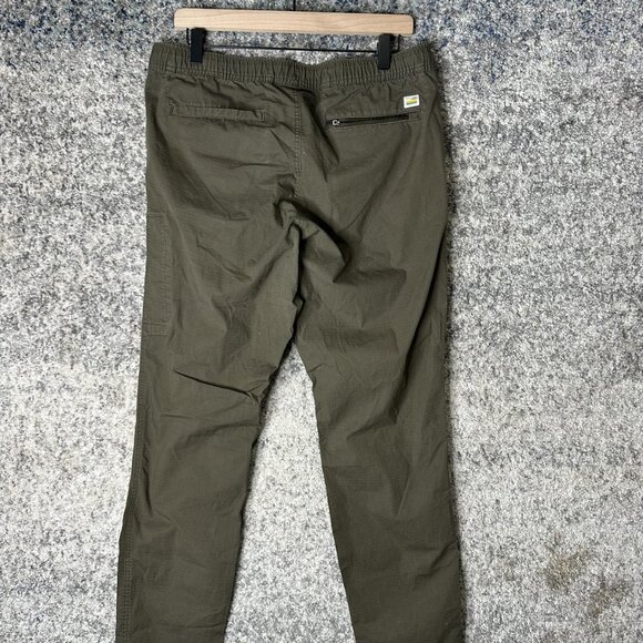 Vuori‎ Ripstop Pants Mens Olive Green Drawstring Tapered Jogger Zip Pocket V412 - Picture 6 of 9